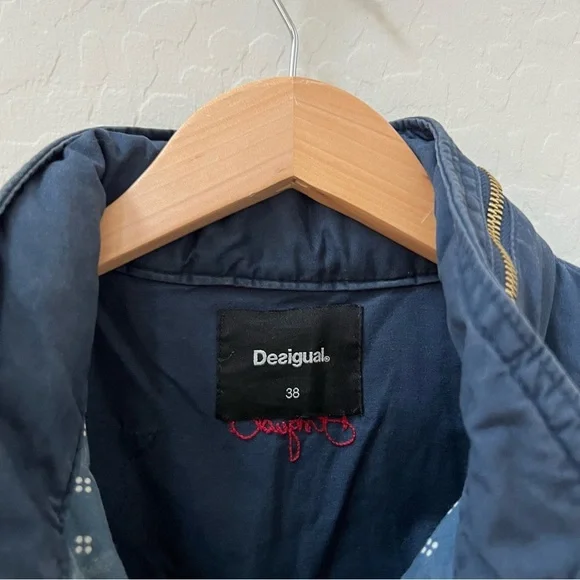 desigual pakaian jadi wanita navy utility jacket butterfly bird bee - Picture 6 of 14